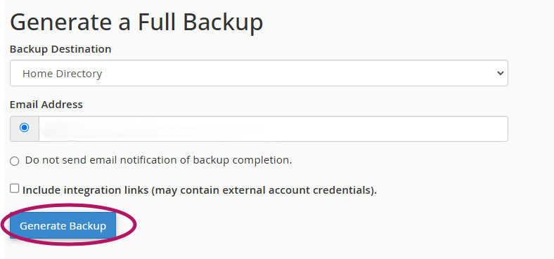 Generate Backup